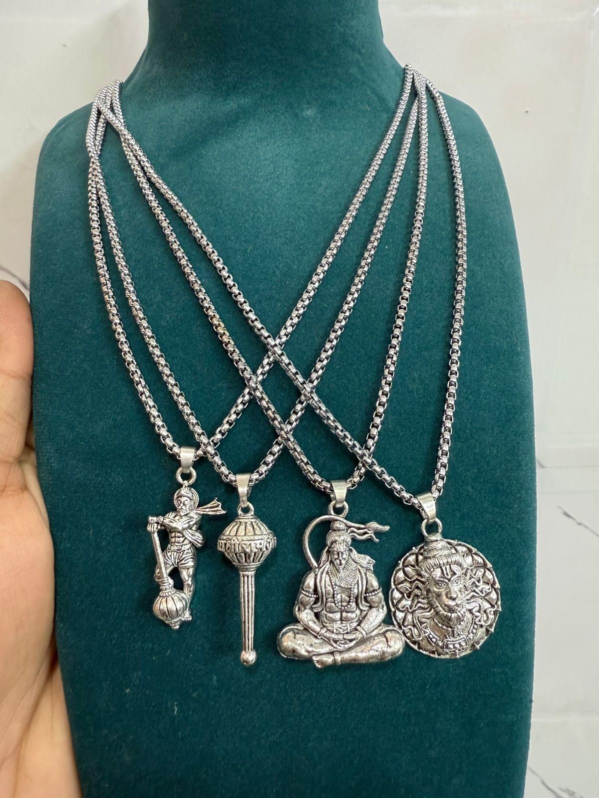 Divine ॐ Hanuman Raksha Pendant Set – 4 Adjustable Chains for Daily Blessings & Family Protection Default Title Khoppa