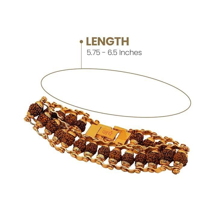 Genuine Paanch Mukhi Modern Rudraksha Bracelet With Gold Plating. Default Title Khoppa