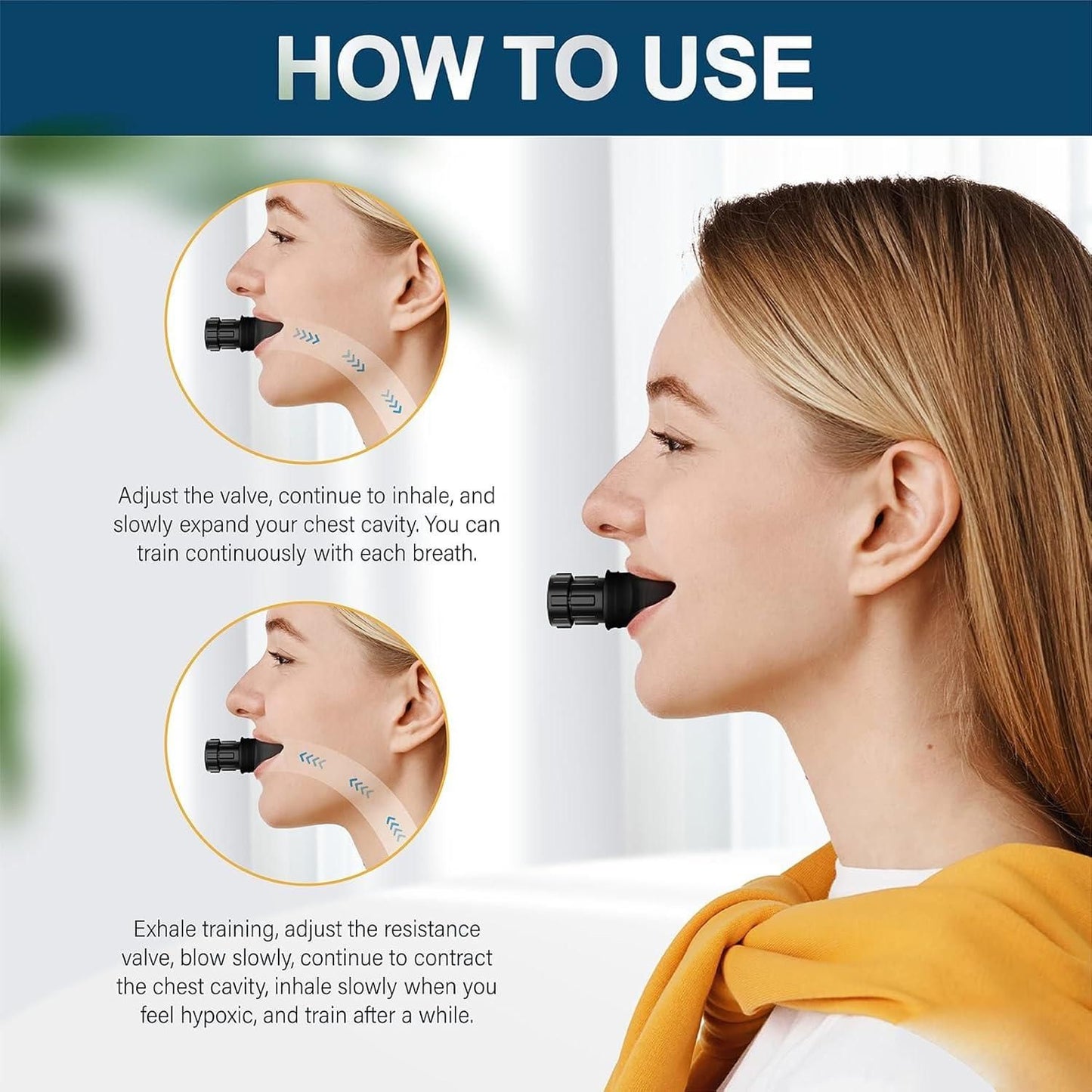 2-in-1 Breathing and Jawline Exerciser Fitness Device - Improve Breathing Enhance Lung Capacity & Define Jawline
