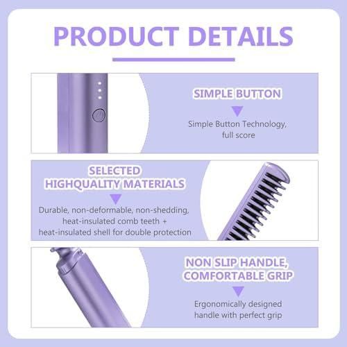Cordless Rechargeable Hot Comb Hair Straightener – Fast Heating & Portable Styling Tool