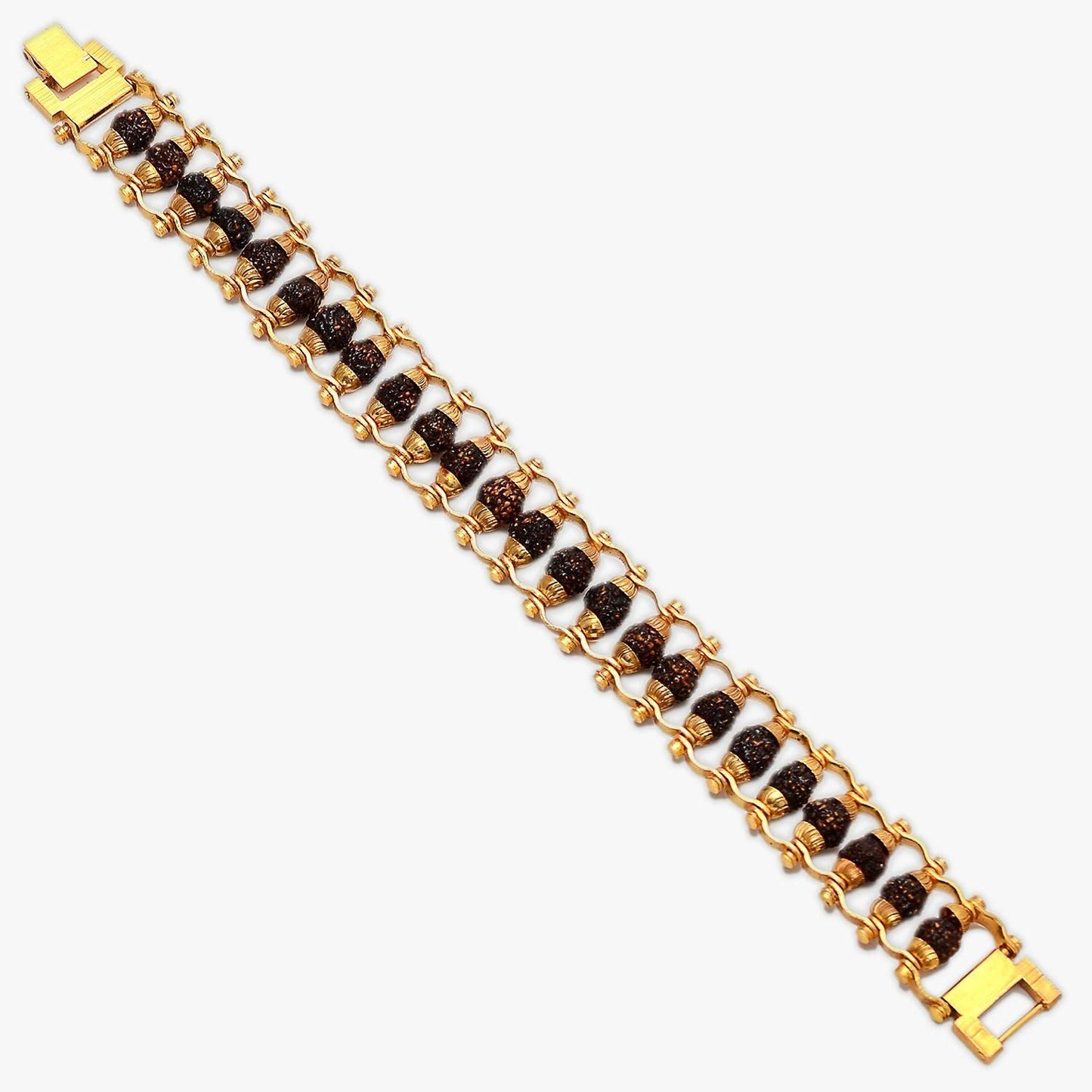 Genuine Paanch Mukhi Modern Rudraksha Bracelet With Gold Plating. Default Title Khoppa