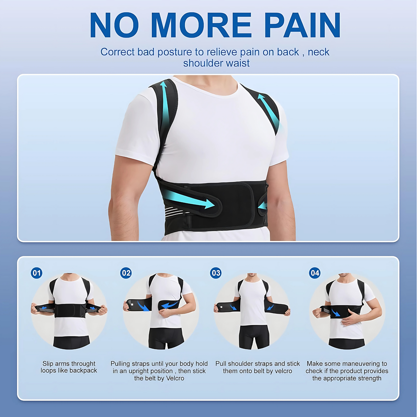 Adjustable Posture Corrector Belt for Men & Women – Improve Spine Alignment & Relieve Back & Shoulder Pain