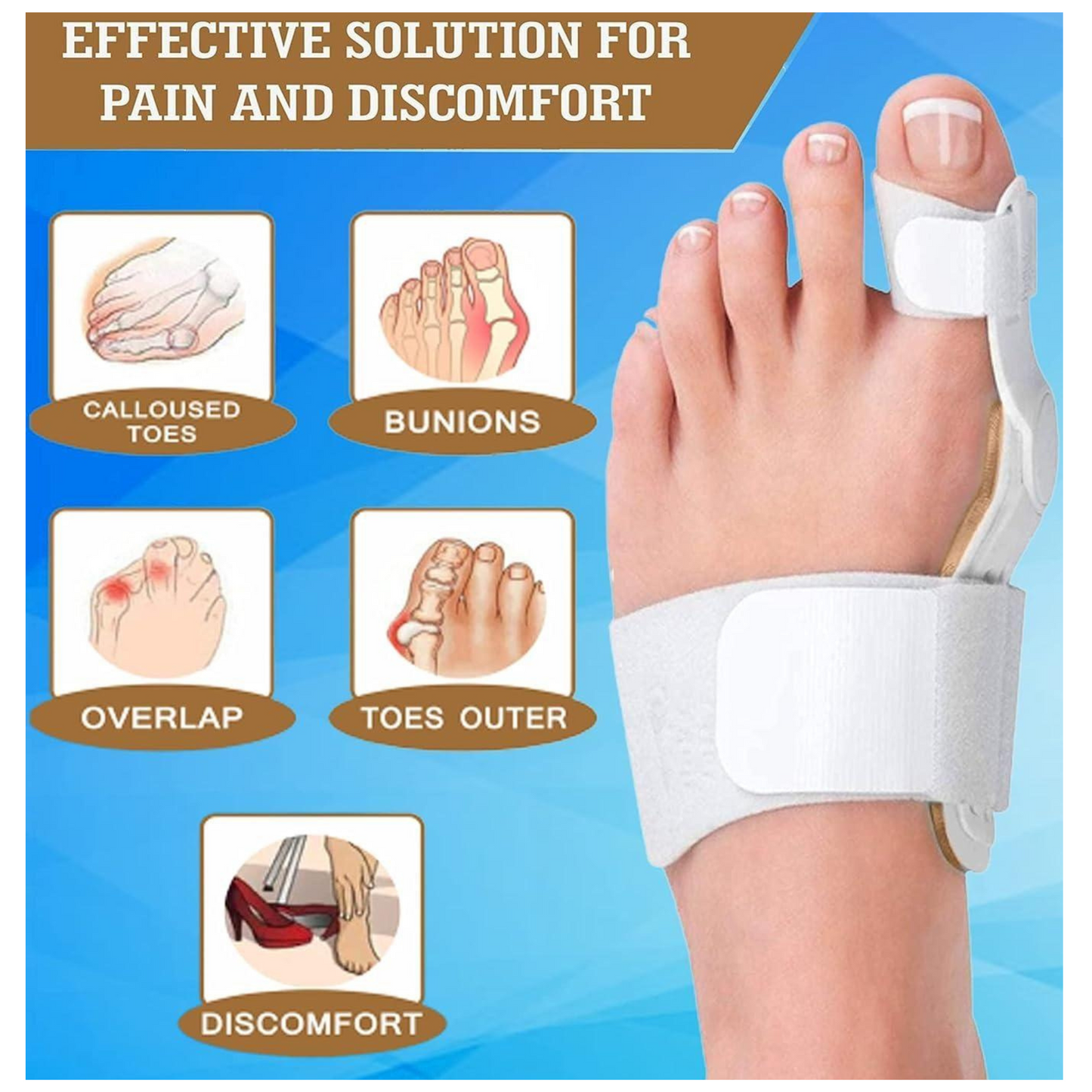 Adjustable Silicone Toe Separator for Adults – Bunion Pain Relief & Toe Alignment Bunion Corrector Splint Kit