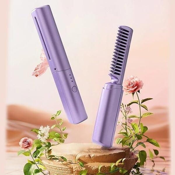 Cordless Rechargeable Hot Comb Hair Straightener – Fast Heating & Portable Styling Tool