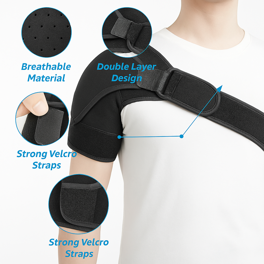 SPOSAFE Shoulder & Upper Back Support – Ergonomic Brace for Pain Relief, Posture Correction & Injury Recovery – Unisex Design, Fits Left or Right Shoulder