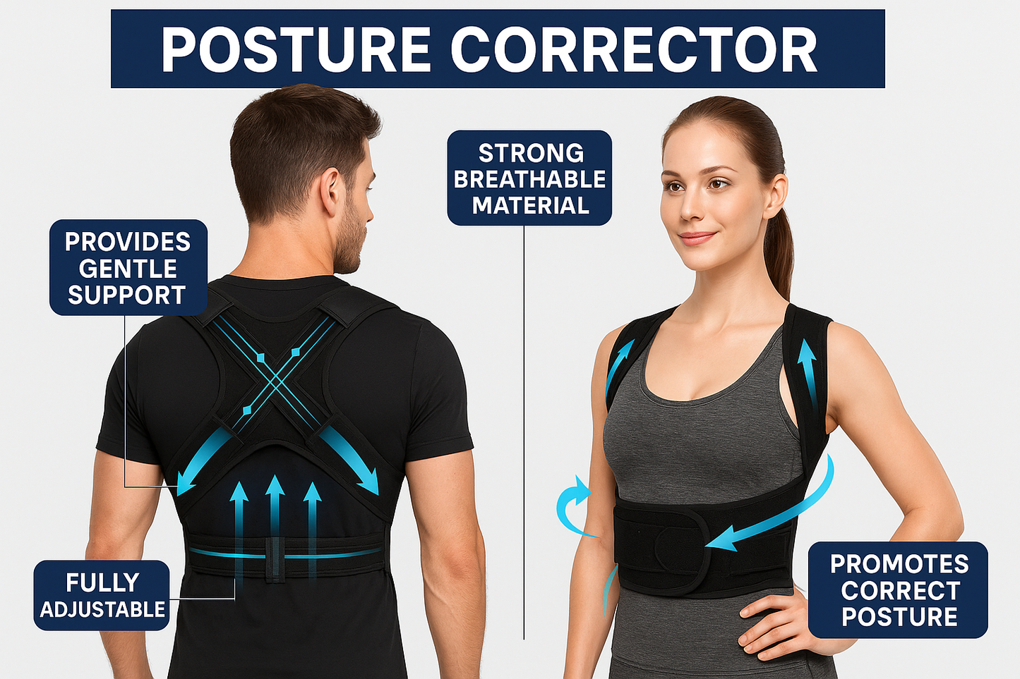 Adjustable Posture Corrector Belt for Men & Women – Improve Spine Alignment & Relieve Back & Shoulder Pain